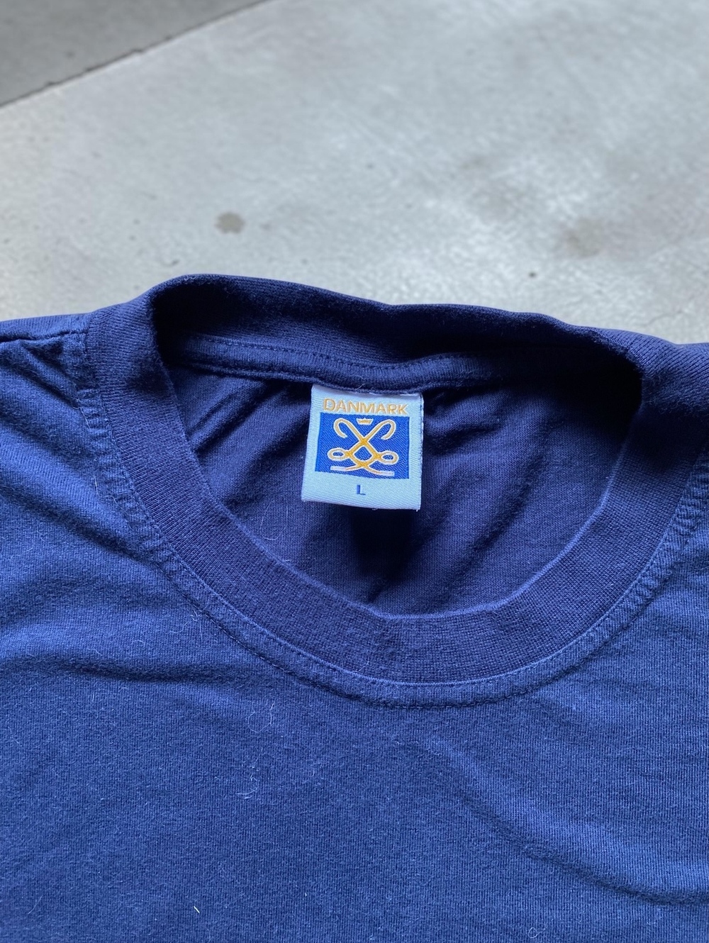 Danmark Men T-Shirt Large Regular Fit Navy Cotton Embroidered Viking Ship - Picture 5 of 6
